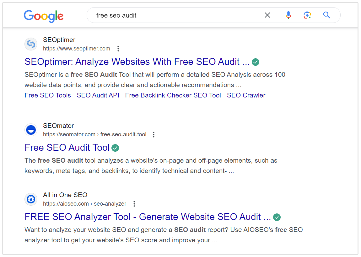 free seo audit serp